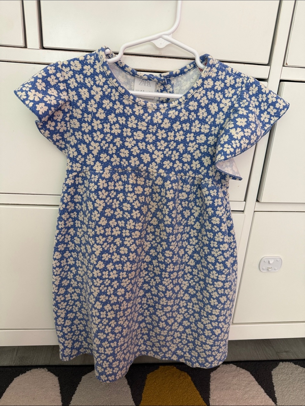Zara Blue and White Floral Casual Kids Dress